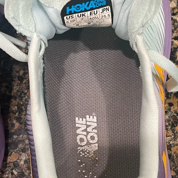 Hoka Light Blue and Purple Running Shoes rincon3 size 8.5 - Picture 6 of 9